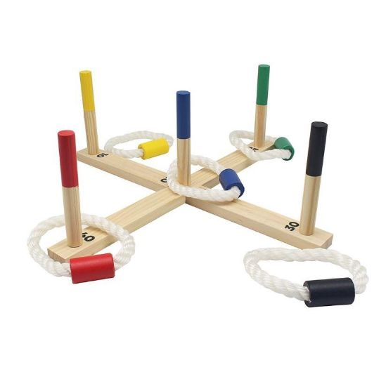 Picture of Garden Games Ring Toss Wooden Set Colorful Posts Improve Hand-Eye Coordination