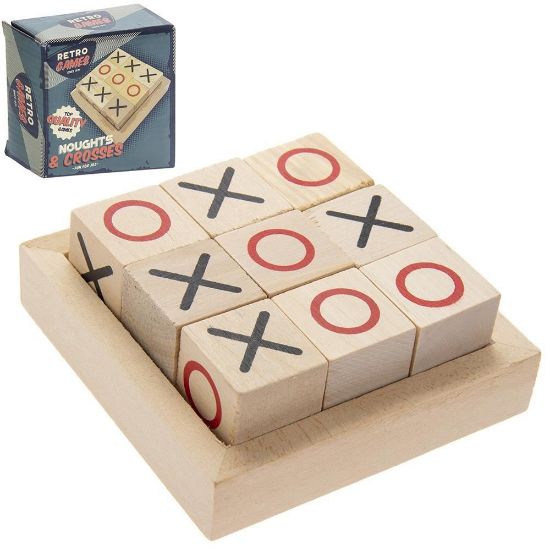 Picture of Retro Noughts & Crosses Game - Top Quality Wood Construction - Fun for All Ages - Compact and Portable - 9x9cm Size