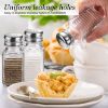 Picture of A Set of 2 Classic Glass Mixers, for Salt and Pepper, with a Glass Base and Stainless Steel Cover. Perfect for Use in the Kitchen, Dining Table, Camper, Camping and Barbecuing. The Design Is Convenient for Filling.
