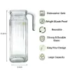 Picture of Fridge Jug Glass Water Jug with Lid - 1L Clear Water Pitcher with Ribbed Glass Design & Handle for Fridge Shelf & Everyday - Juices, Pimms & Picnics