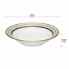 Picture of 9 Inch White Gold Royal Soup Plate 23cm Diameter Elegant Ceramic Deep Dish with Decorative Gold Rim Suitable for Soup Pasta Salad and Formal Table Settings