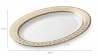 Picture of Oval Ceramic Serving Plate 30cm Length 20cm Width 3cm Height with Gold Decorative Rim Large Platter for Serving Main Dishes Salads Appetizers and Desserts Suitable for Home Dining and Special Occasions