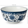 Picture of Elegant Blue and White Ceramic Bowl 14.5cm Diameter 8cm Height Approx 700ml Capacity Decorative Floral Design Serving Bowl for Soup Salad Cereal Rice Noodles and Everyday Dining Use
