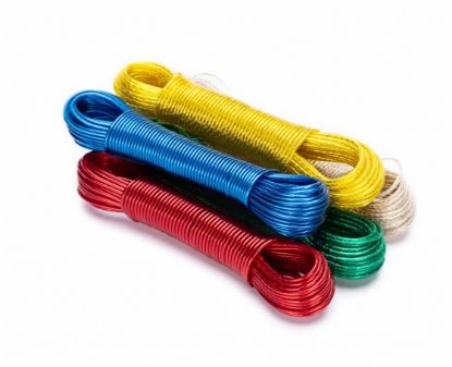 Picture of 50m Washing Line Rope 3.5mm Steel Core Heavy Duty PVC Coated Clothes Line Weather Resistant Indoor Outdoor Laundry Rope Assorted Colours