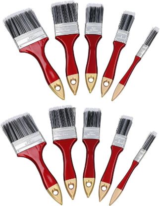 Picture of 10pc Painting and Decorating Synthetic Paint Brush Brushes Set 1” – 2.5” Width – Synthetic Bristle Brushes for Emulsion, Gloss, Varnish & Stains, Ergonomic Handles, Ideal for DIY & Craft Projects