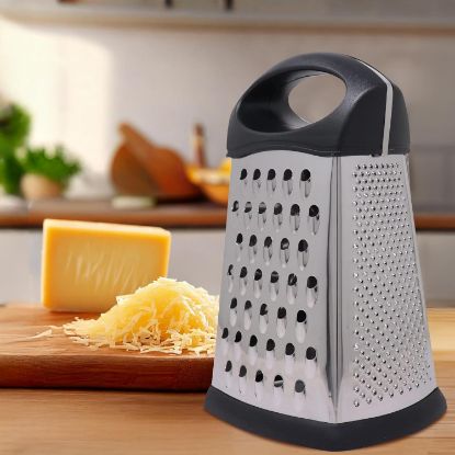 Picture of 10" Stainless Steel Grater - Handle Cheese Vegetables Nutmeg Kitchen Utensil 4 Side, Multi Purpose, Kitchenware Durable Food Preparation, 10 Inch