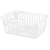 Picture of Large Clear Plastic Handy Storage Basket, Transparent Rectangular Organiser with Handles, 37.5x26x14.5cm, Nestable Household Storage Bin for Home, Office, Kitchen & Shelves