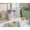 Picture of Large Clear Plastic Handy Storage Basket, Transparent Rectangular Organiser with Handles, 37.5x26x14.5cm, Nestable Household Storage Bin for Home, Office, Kitchen & Shelves
