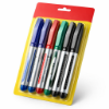Picture of 6 Piece Set of Permanent Markers with Fine Tip Black Blue Red Green Colors for Marking Labeling Writing and Drawing on Multiple Surfaces Such as Paper Cardboard Plastic Glass and Metal Suitable for Daily Use in Home Office School Classroom Organization Art Creation Outdoor Activities Camping Travel and Education Purposes