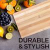 Picture of Bamboo Chopping Board | Cutting Board 38x28cm Size 1.5cm Thick Striped Pattern with Hanging Loop for Kitchen Use Suitable for Cutting Vegetables Fruits Bread and Other Foods for Daily Meal Preparation and Food Processing Tasks